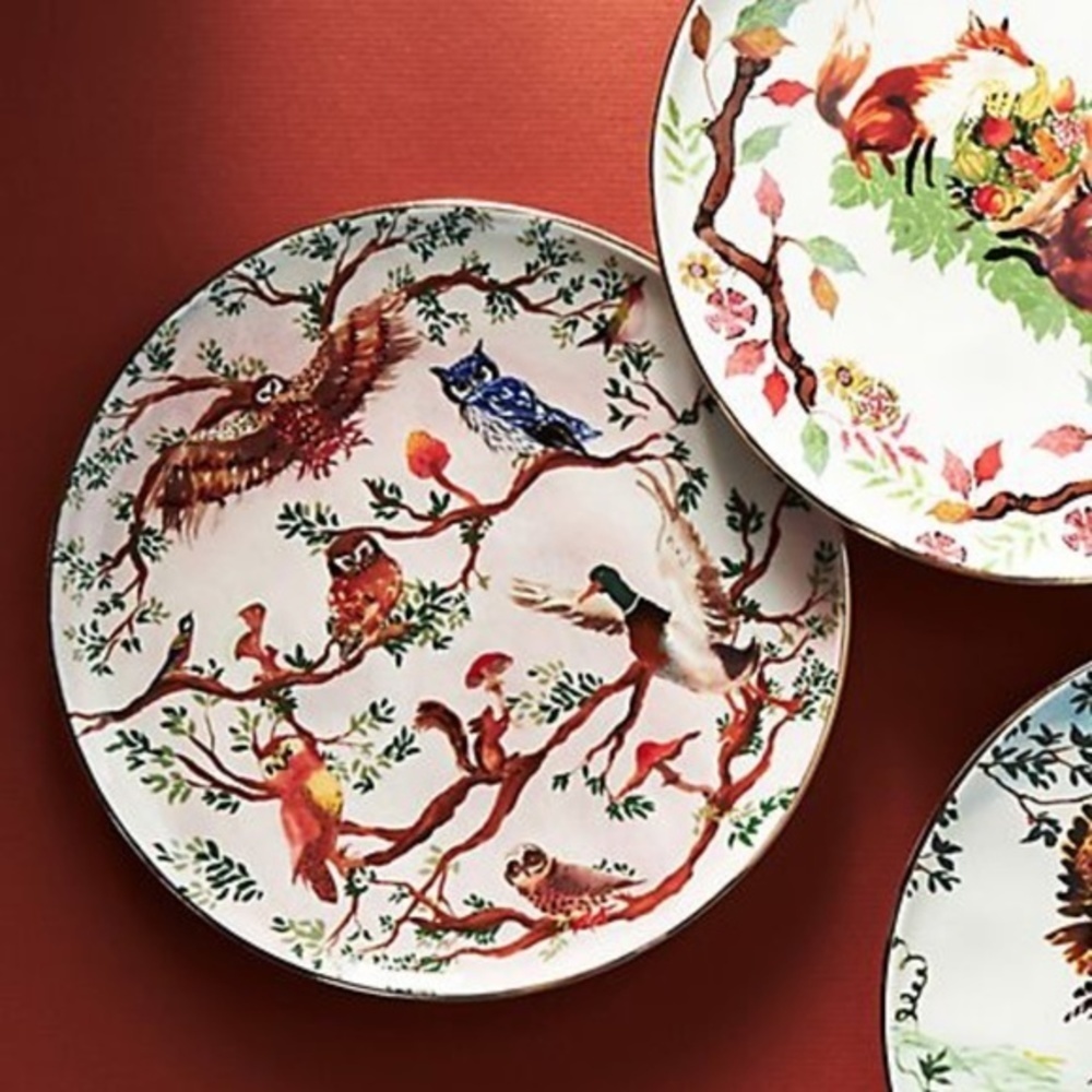 Anthropologie Inslee Fariss Autumn's Bounty Owl Side Plate - Picture 2 of 2